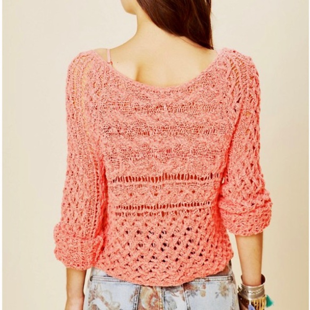 Free People Coral Crochet Chunky Knit Pullover, XS - Picture 3 of 10